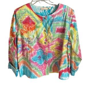 Choices Brightly Colored Spring Jacket Size Petite Large
